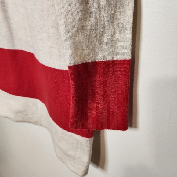 Gap v neck striped tunic sweater red cream small - Picture 8 of 14